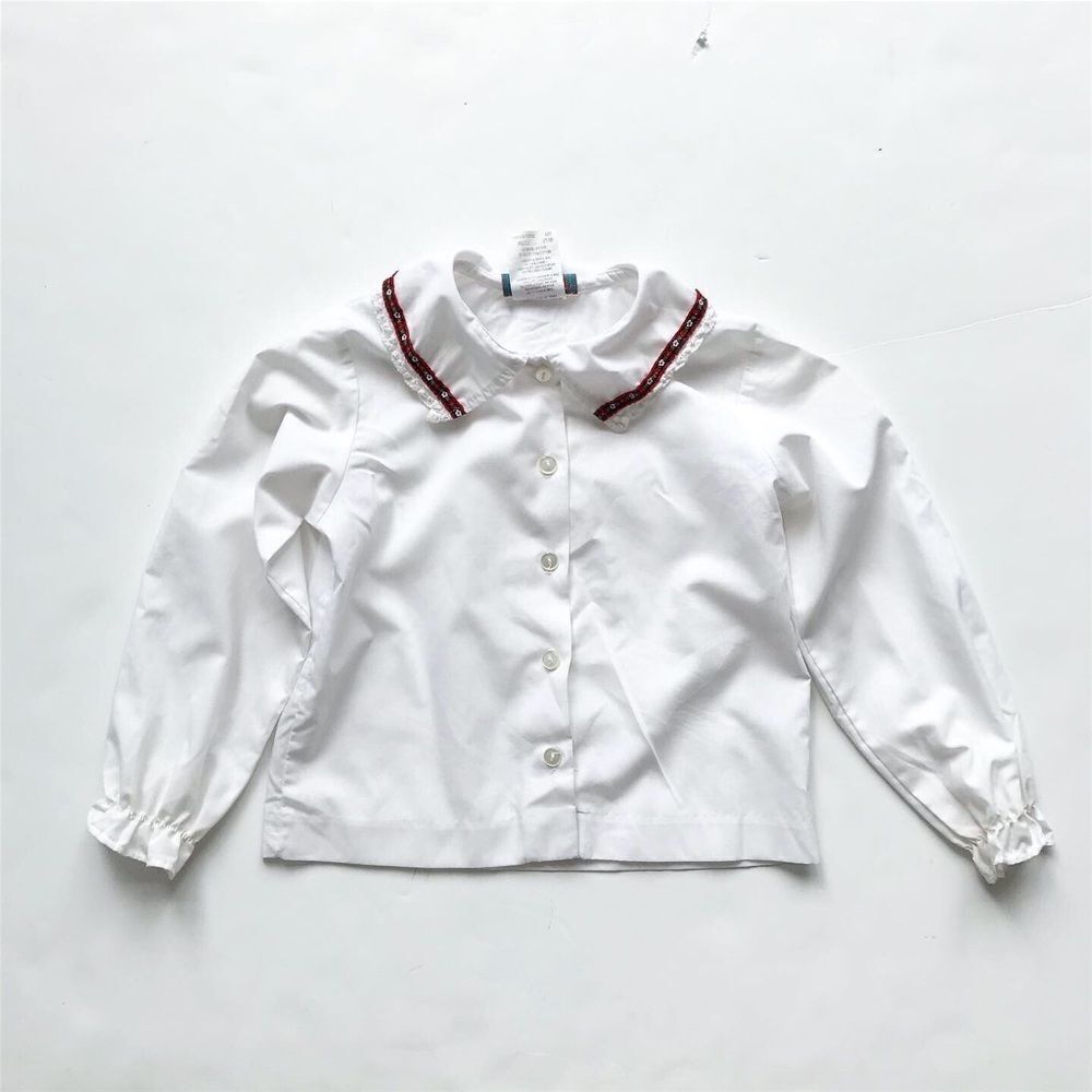 Vintage Jessie kids crochet hem collar blouse 6Y
